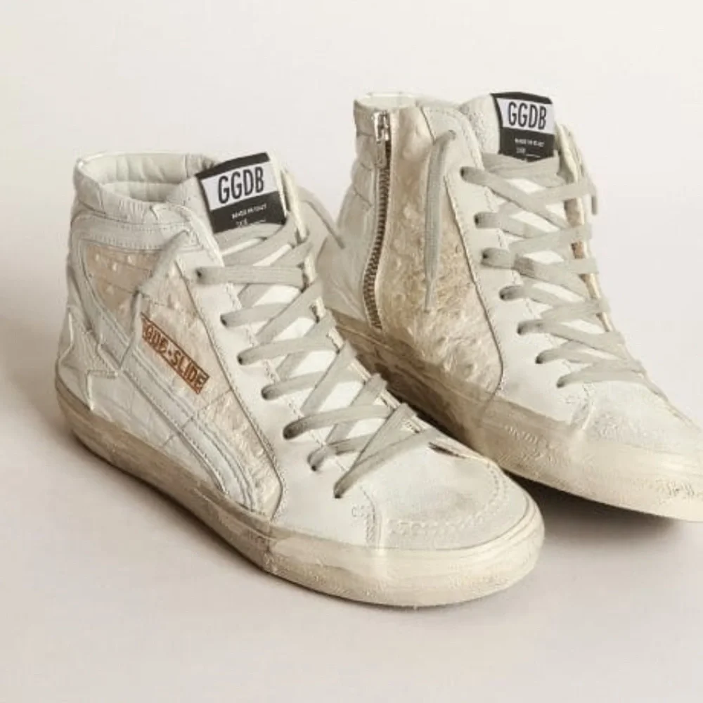 Golden Goose White Patchwork Slide Sneakers - Picture 1 of 9